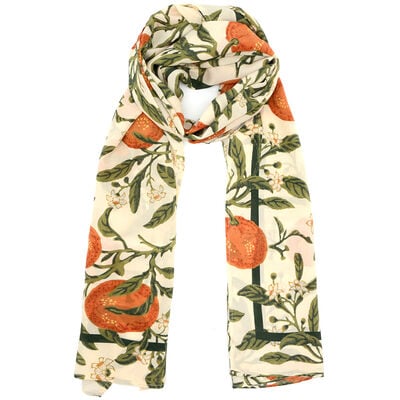 Orange stems crepe de chine silk scarf