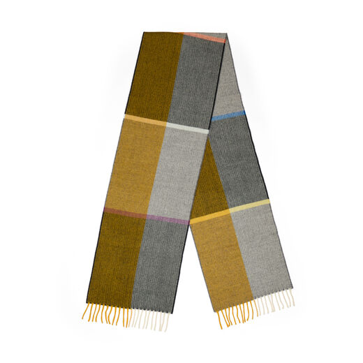 Yellow and charcoal wool scarf