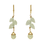 Aquamarine and jade faceted leaves drop earrings
