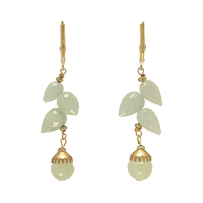Aquamarine and jade earrings by Joli
