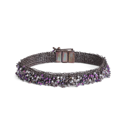 Silver and purple beaded bracelet by Milena Zu