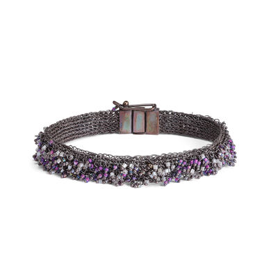 Silver and purple beaded bracelet by Milena Zu