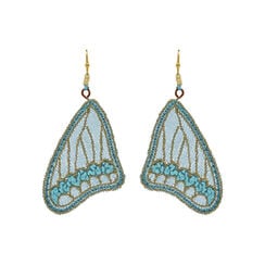 Silk butterfly wing hook earrings