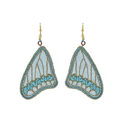 Silk butterfly wing hook earrings