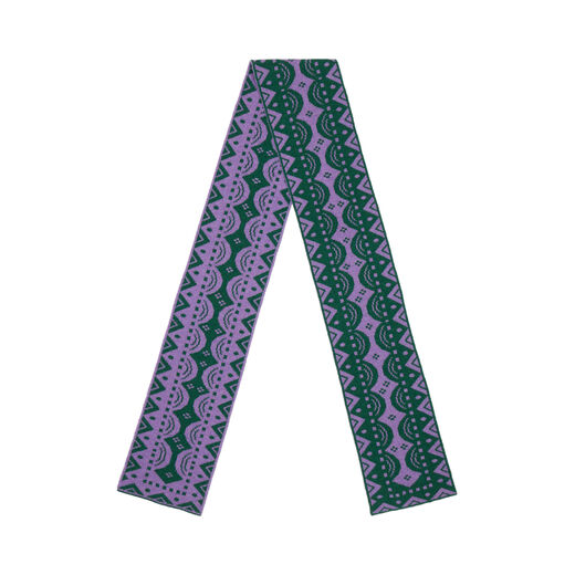 Purple and green wool scarf