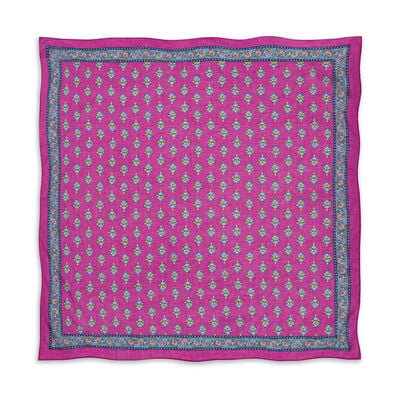 Pink iris cotton square scarf