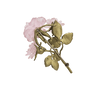 The back of a bronze brooch in the shape of a bouquet of pink roses.