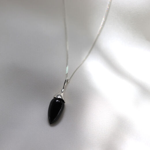 Black onyx acorn pendant necklace by Mounir