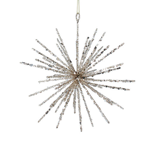 Silver Glittery metal starburst decoration 