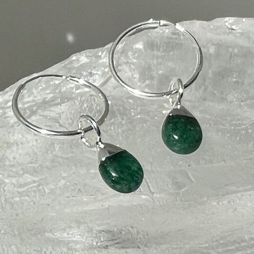 Green jasper hoop earrings by Mirabelle