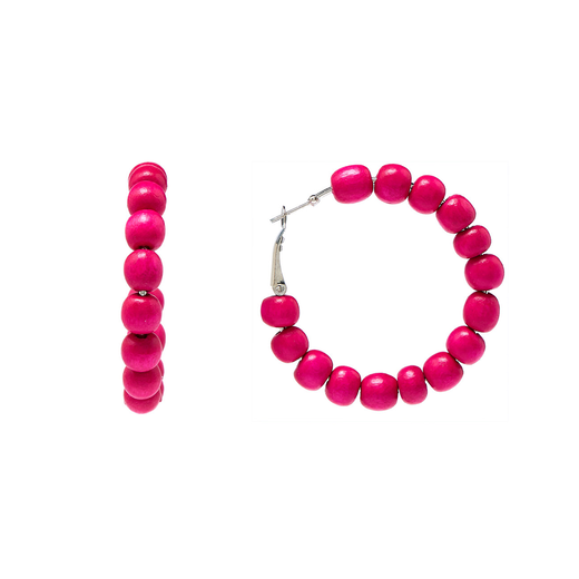 Pink wooden beads earrings