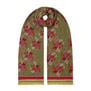Green and purple floral wool scarf