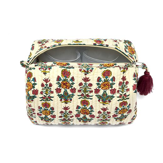 Marigold block print travel bag