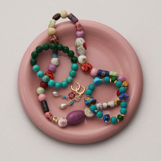 Multicoloured Murano glass and pearl earrings