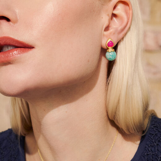 Fuchsia chalcedony heart earrings by Carousel Jewels