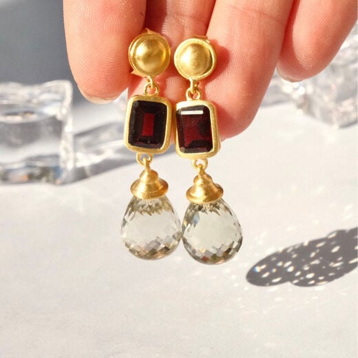 Garnet and green amethyst stud earrings by Carousel Jewels
