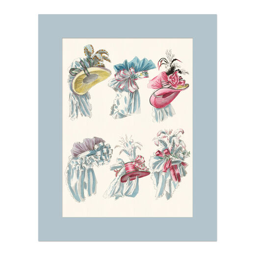 Rococo bonnets fashion plate - 11 x 14 " mounted print