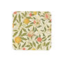 A beautiful cork coaster, featuring a botanical pattern with fruits and leaves.