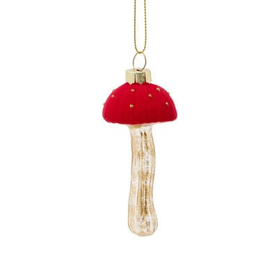 Flocked glass toadstool decoration