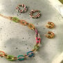 Rainbow gem chunky huggie earrings