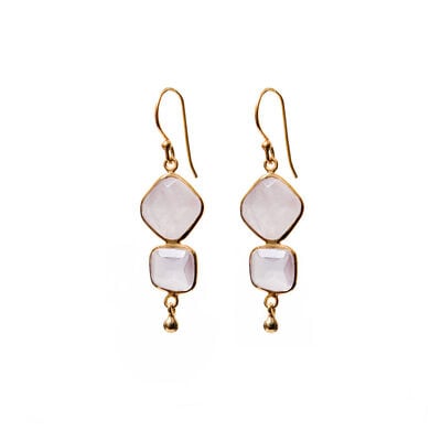 Rose quartz drop earrings by Mirabelle