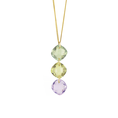 Amethyst and lemon quartz pendant necklace by Mounir