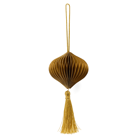 yellow tasselled paper decoration