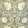 The design for paper napkins featuring a botanical Arts and Crafts pattern by William Morris.
