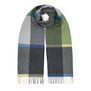 Large lambswool scarf with grey and green tones 