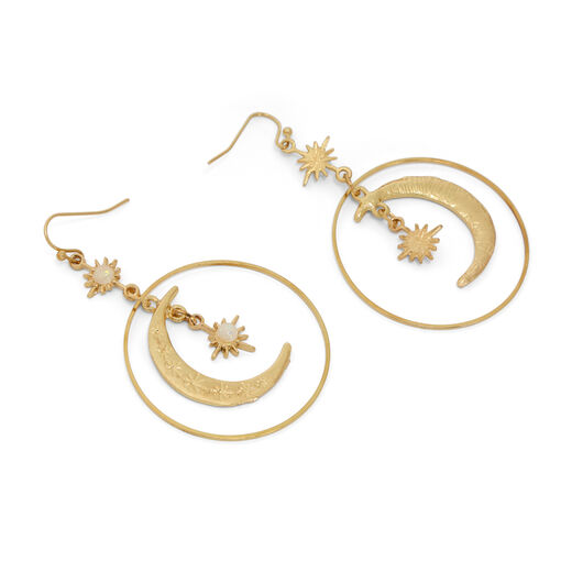 Moon and star hook earrings