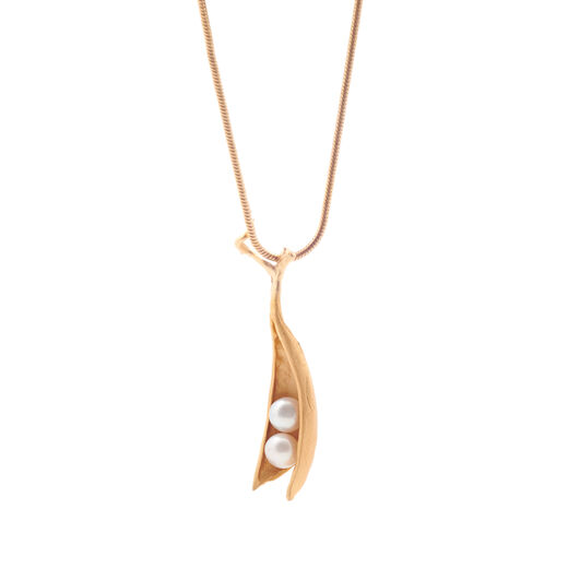 Two pearl pea pod pendant necklace by Michael Michaud