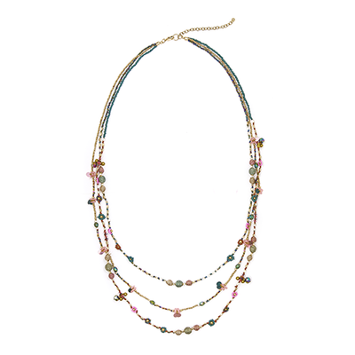 Three-layer bead necklace