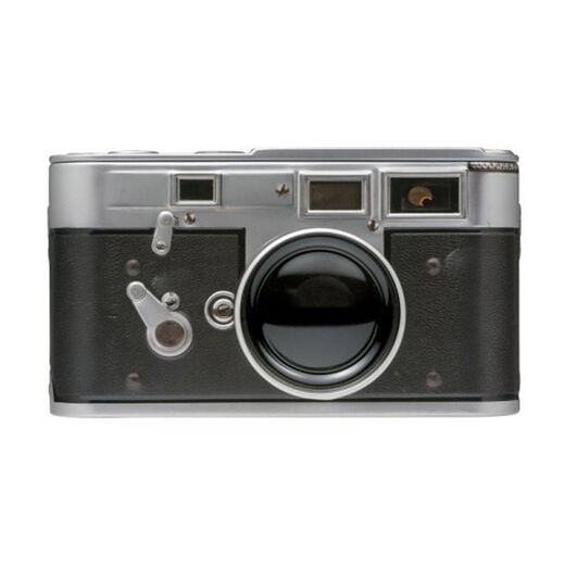 Vintage camera tin with fudge sweets