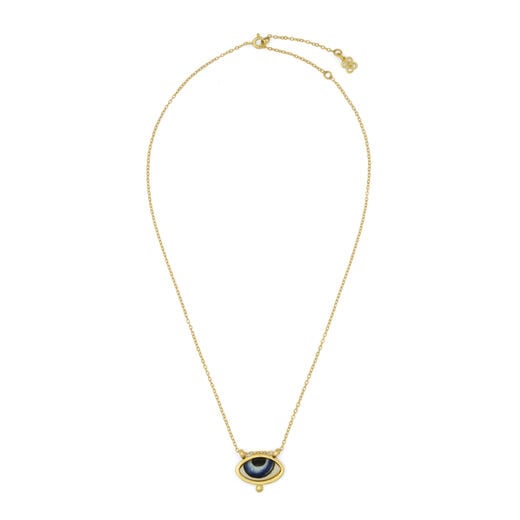 Porcelain evil eye pendant necklace by Ottoman Hands