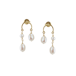 Pearl horseshoe drop earrings by Mounir