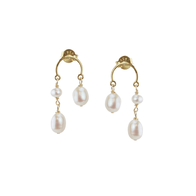 Pearl horseshoe drop earrings by Mounir