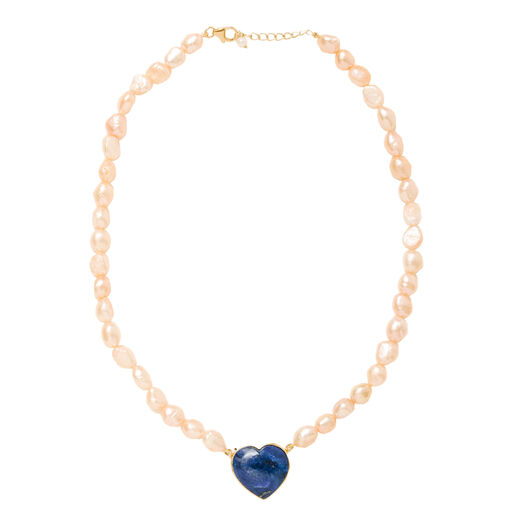 Lapis and rose pearl necklace by Carousel Jewels