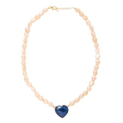 Lapis and rose pearl necklace by Carousel Jewels