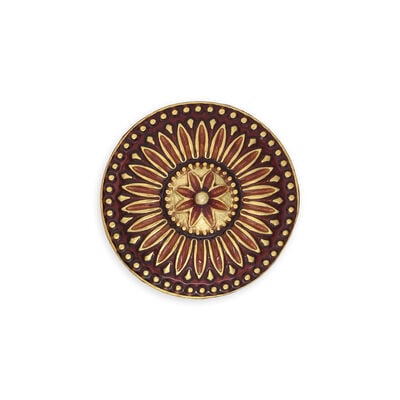 Red floral coat button