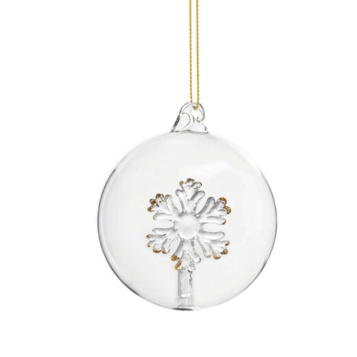 Glass bauble with a snowflake nestled inside