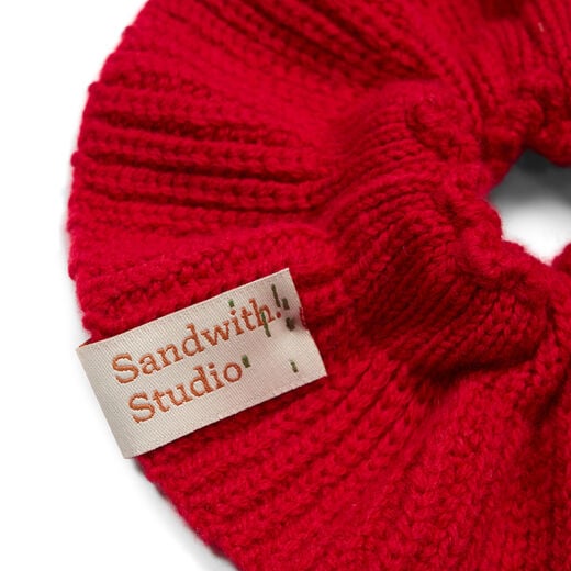 Red lambswool scrunchie