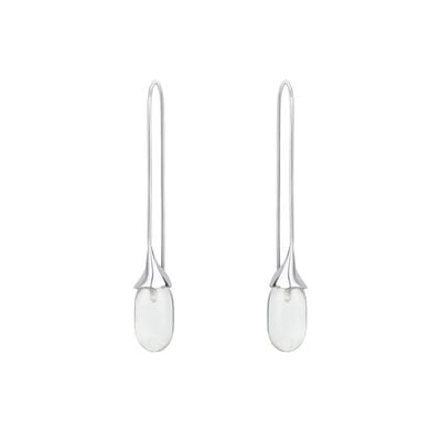 Rock crystal long hook earrings by Mounir