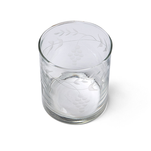 Etched recycled glass tumbler