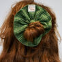 Green check linen scrunchie