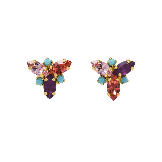 Stud earrings handmade by Vicki Sarge inspired to the Victorian Era, using recycled stones and Swarovski crystals