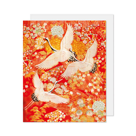 Kimono cranes greeting card