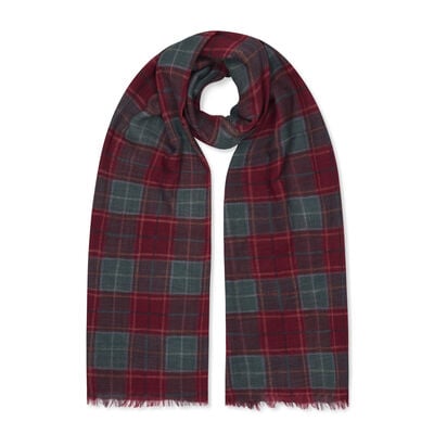 Red and blue checked wool scarf