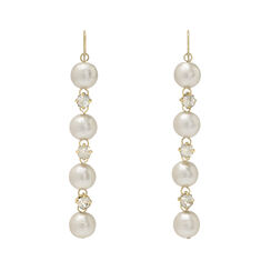Cotton pearl and crystal drop earrings by Anq