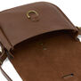 Brown leather oak-embossed saddle bag