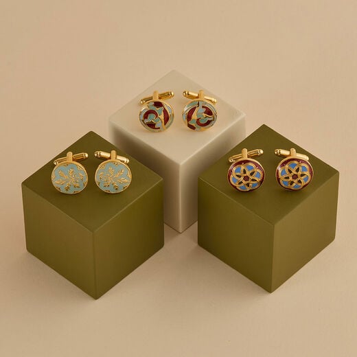 Owen Jones red and blue swirl enamel cufflinks by Azga